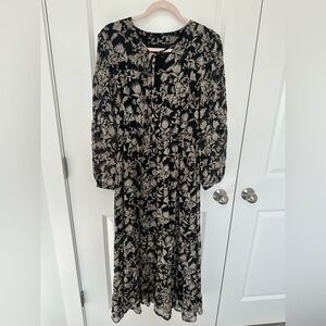 The Stockplace Black and Gold Floral Dress